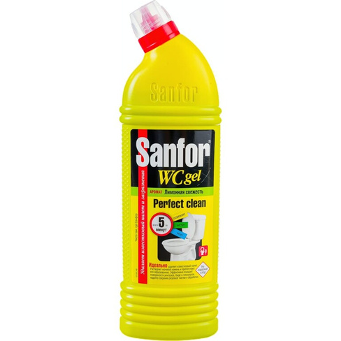 Средство для уборки туалета SANFOR WC gel лимонный фреш