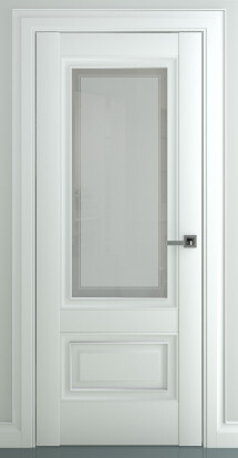 Дверь межкомнатная остекленная Турин В1, белый матовый
